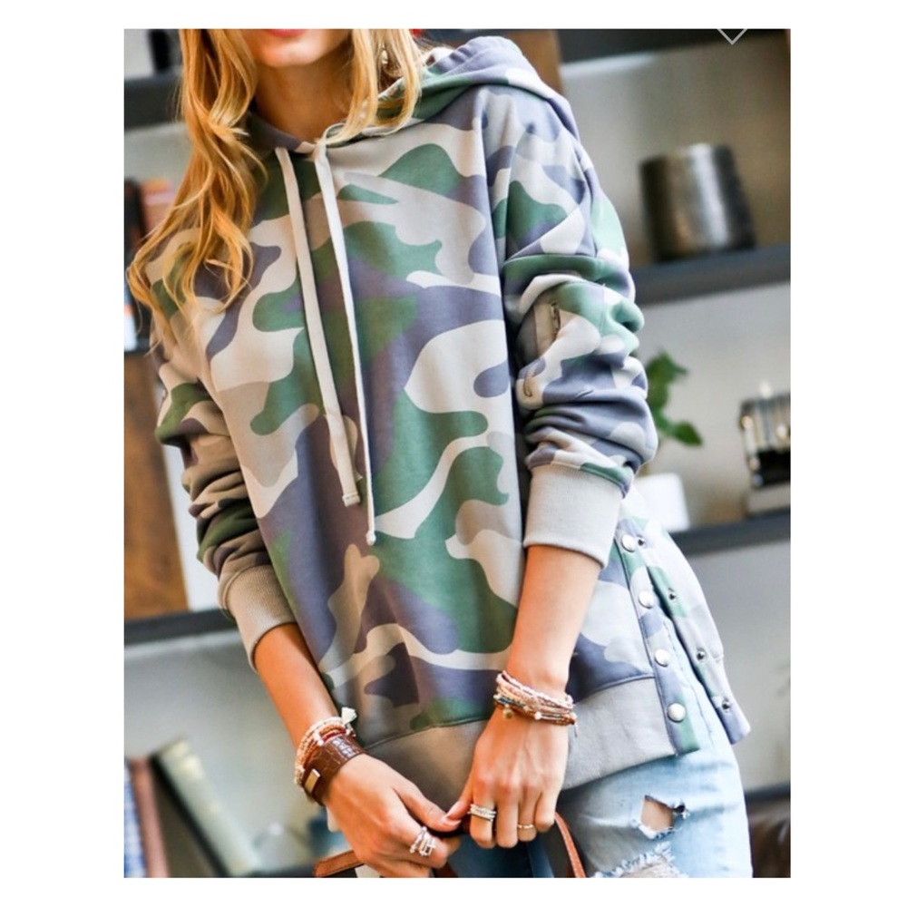 Washed Out Camouflage Hoodie Sweatshirt